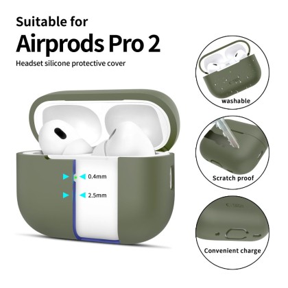 Силиконов кейс за слушалки Apple AirPods Pro 1 / 2 от Tech-Protect Silicone - Olive Green