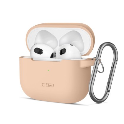 Силиконов калъф за слушалки Apple AirPods 3 от Tech-Protect Silicone Hook - Caffe Latte