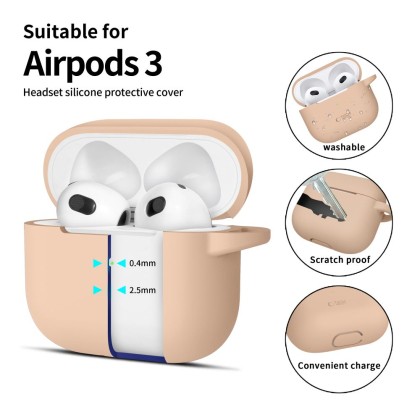 Силиконов калъф за слушалки Apple AirPods 3 от Tech-Protect Silicone Hook - Caffe Latte