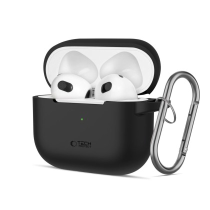 Силиконов калъф за слушалки Apple AirPods 3 от Tech-Protect Silicone Hook - Черен