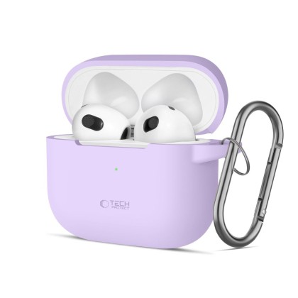 Силиконов калъф за слушалки Apple AirPods 3 от Tech-Protect Silicone Hook - Lavender