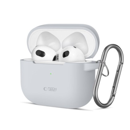 Силиконов калъф за слушалки Apple AirPods 3 от Tech-Protect Silicone Hook - Crayon Grey