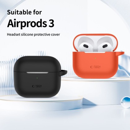 Силиконов калъф за слушалки Apple AirPods 3 от Tech-Protect Silicone Hook - Crayon Grey