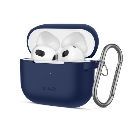 Силиконов калъф за слушалки Apple AirPods 3 от Tech-Protect Silicone Hook - Navy Blue