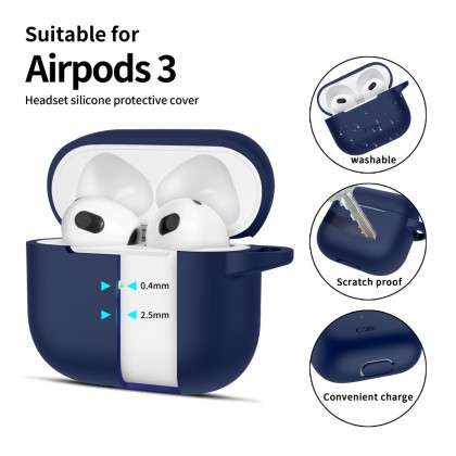 Силиконов калъф за слушалки Apple AirPods 3 от Tech-Protect Silicone Hook - Navy Blue