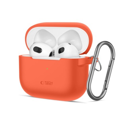 Силиконов калъф за слушалки Apple AirPods 3 от Tech-Protect Silicone Hook - Neon Orange