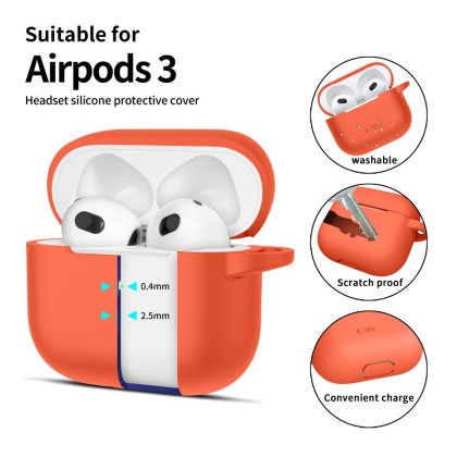 Силиконов калъф за слушалки Apple AirPods 3 от Tech-Protect Silicone Hook - Neon Orange