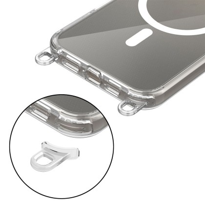 Кейс с ремък и MagSafe за iPhone 16 Pro Max от Tech-Protect FlexAir Chain - Прозрачен