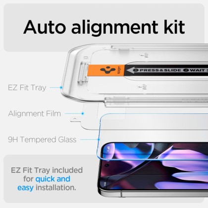 SZKŁO HARTOWANE SPIGEN GLAS.TR ”EZ FIT” 2-PACK GOOGLE PIXEL 9 / 9 PRO CLEAR