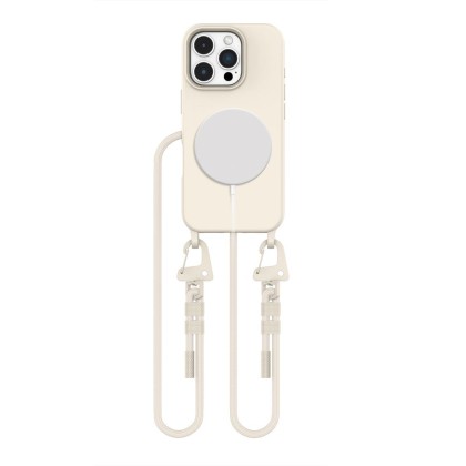 Кейс с ремък и MagSafe за iPhone 16 Pro от Tech-Protect Magnecklace - Latte