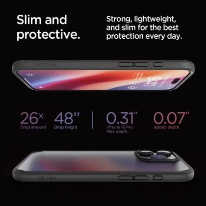 Удароустойчив твърд кейс за iPhone 16 Pro Max от Spigen Ultra Hybrid - Frost Black