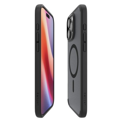 Удароустойчив кейс с MagSafe пръстен за iPhone 16 Pro Max от Spigen Ultra Hybrid Mag - Frost Black