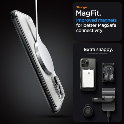 Удароустойчив кейс с MagSafe пръстен за iPhone 16 Pro Max от Spigen Ultra Hybrid Mag - Frost Clear