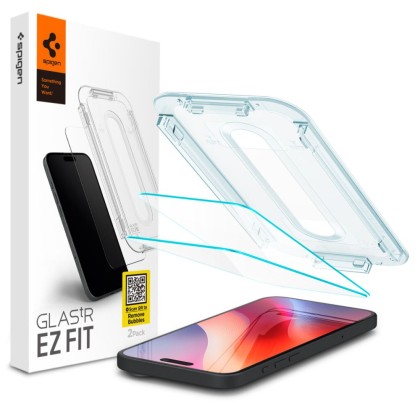 2 стъклени протектора за дисплей на iPhone 16 Pro Max  от Spigen Glas.TR "Ez Fit" - Прозрачни