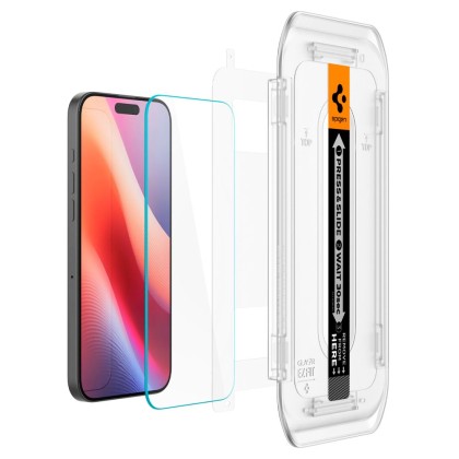 2 стъклени протектора за дисплей на iPhone 16 Pro Max  от Spigen Glas.TR "Ez Fit" - Прозрачни