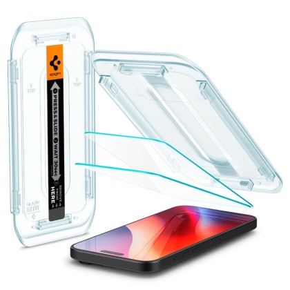 2 стъклени протектора за дисплей на iPhone 16 Pro Max  от Spigen Glas.TR "Ez Fit" - Прозрачни