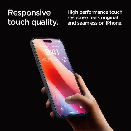 2 стъклени протектора за дисплей на iPhone 16 Pro Max  от Spigen Glas.TR "Ez Fit" - Прозрачни