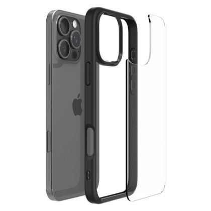 Удароустойчив твърд кейс за iPhone 16 Pro от Spigen Ultra Hybrid - Черен мат