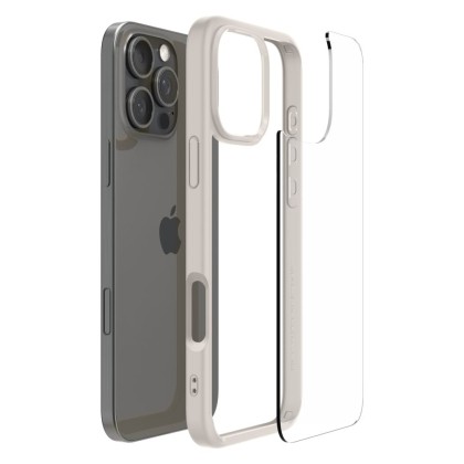 Удароустойчив твърд кейс за iPhone 16 Pro от Spigen Ultra Hybrid - Natural Titanium