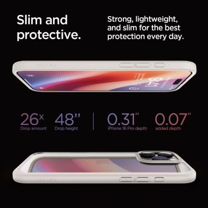 Удароустойчив твърд кейс за iPhone 16 Pro от Spigen Ultra Hybrid - Natural Titanium