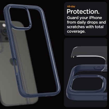 Удароустойчив твърд кейс за iPhone 16 Pro от Spigen Ultra Hybrid - Navy Blue