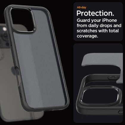 Удароустойчив твърд кейс за iPhone 16 Pro от Spigen Ultra Hybrid - Frost Black