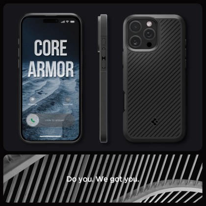 Удароустойчив кейс за iPhone 16 Pro от Spigen Core Armor - Черен мат