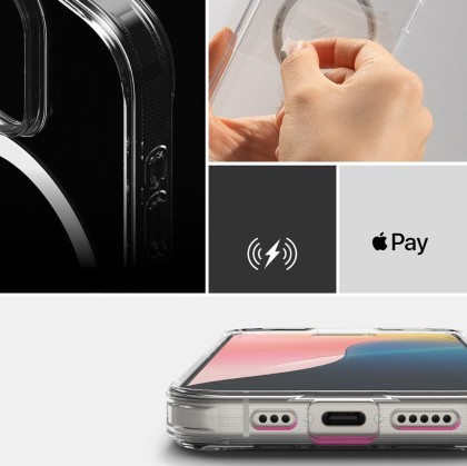 Удароустойчив твърд кейс с MagSafe за iPhone 16 Pro от Ringke Fusion Magnetic - Прозрачен