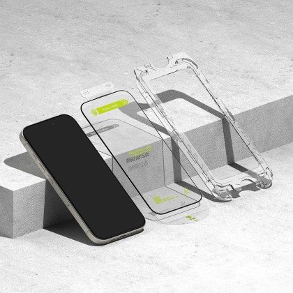 2 х Стъклен протектор за дисплей на iPhone 16 Pro от Ringke Easy Slide 2-Pack - Черен