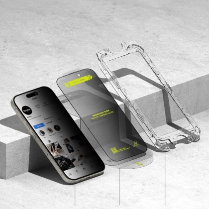 2 х Стъклен протектор със затъмняване на дисплей за iPhone 16 Pro от Ringke Easy Slide 2-Pack - Privacy