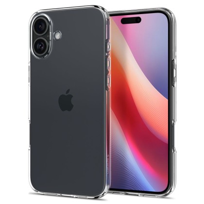 Удароустойчив, силиконов кейс за iPhone 16 Plus от Spigen Liquid Crystal - Прозрачен