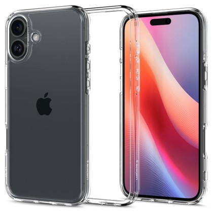 Удароустойчив твърд кейс за iPhone 16 Plus от Spigen Ultra Hybrid - Прозрачен