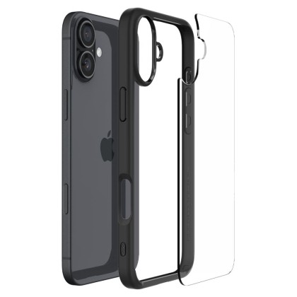 Удароустойчив твърд кейс за iPhone 16 Plus от Spigen Ultra Hybrid - Черен мат