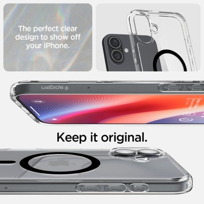 Удароустойчив кейс с MagSafe пръстен за iPhone 16 Plus от Spigen Ultra Hybrid Mag - Черен