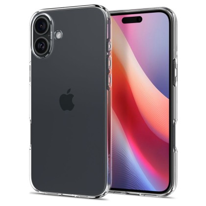 Удароустойчив, силиконов кейс за iPhone 16 от Spigen Liquid Crystal - Прозрачен