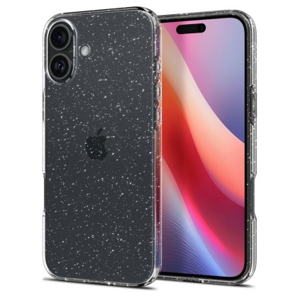 Удароустойчив, силиконов кейс за iPhone 16 от Spigen Liquid Crystal - Glitter Crystal