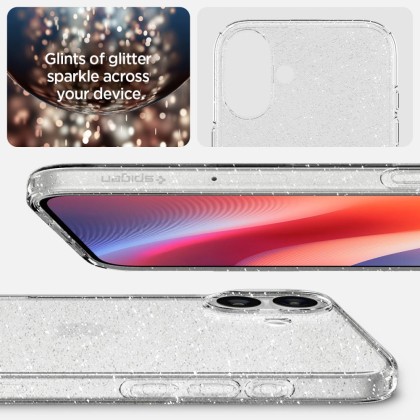 Удароустойчив, силиконов кейс за iPhone 16 от Spigen Liquid Crystal - Glitter Crystal