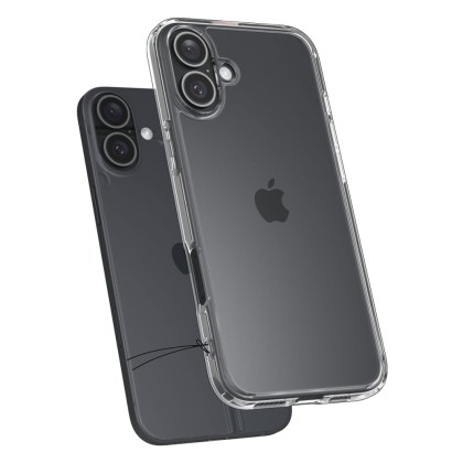 Удароустойчив твърд кейс за iPhone 16 от Spigen Ultra Hybrid - Прозрачен