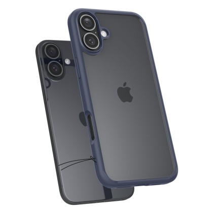 Удароустойчив твърд кейс за iPhone 16 от Spigen Ultra Hybrid - Navy Blue