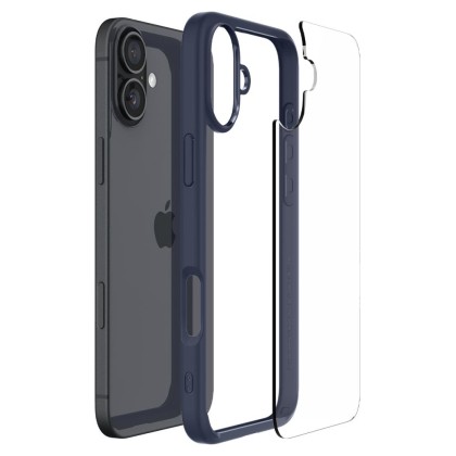 Удароустойчив твърд кейс за iPhone 16 от Spigen Ultra Hybrid - Navy Blue