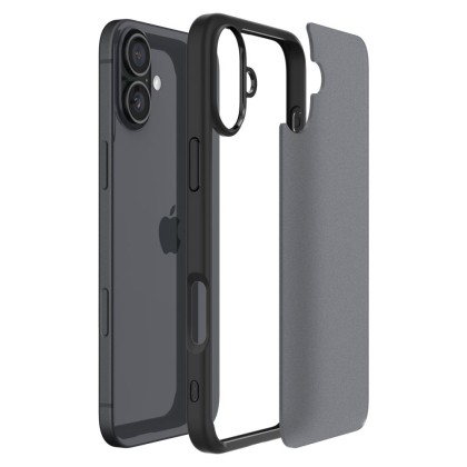 Удароустойчив твърд кейс за iPhone 16 от Spigen Ultra Hybrid - Frost Black