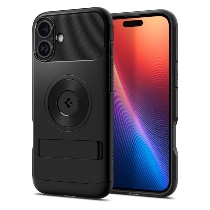 Удароустойчив кейс с MagSafe за iPhone 16 от Spigen Slim Armor Mag - Black
