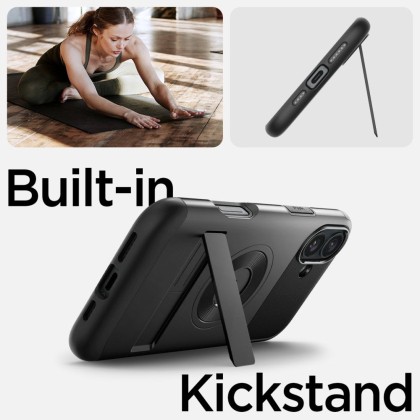 Удароустойчив кейс с MagSafe за iPhone 16 от Spigen Slim Armor Mag - Black