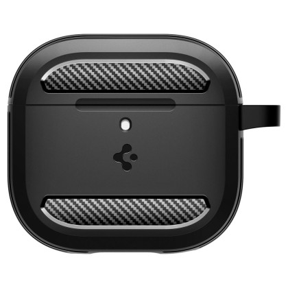 Удароустойчив силиконов калъф за Apple AirPods 4 от Spigen Rugged Armor - Черен мат