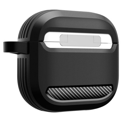 Удароустойчив силиконов калъф за Apple AirPods 4 от Spigen Rugged Armor - Черен мат