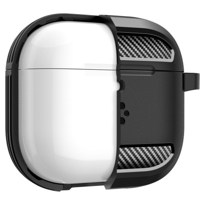 Удароустойчив силиконов калъф за Apple AirPods 4 от Spigen Rugged Armor - Черен мат