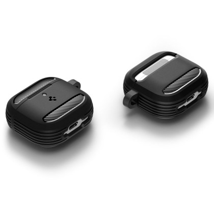 Удароустойчив силиконов калъф за Apple AirPods 4 от Spigen Rugged Armor - Черен мат