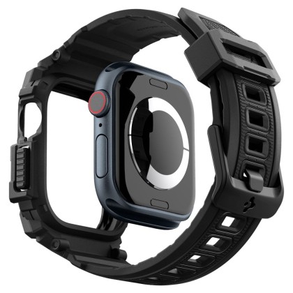 Удароустойчив кейс с каишка за Apple Watch 10 (42mm) от Spigen Rugged Armor Pro - Черен мат