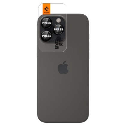 2 х Протектори за лещи на iPhone 14 Pro / Pro Max / 15 Pro / Pro Max / 16 Pro / Pro Max от Spigen Optic Pro Glas.Tr EZ FIT 2-Pack - Черен
