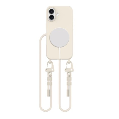 Кейс с ремък и MagSafe за iPhone 16 от Tech-Protect Magnecklace - Latte